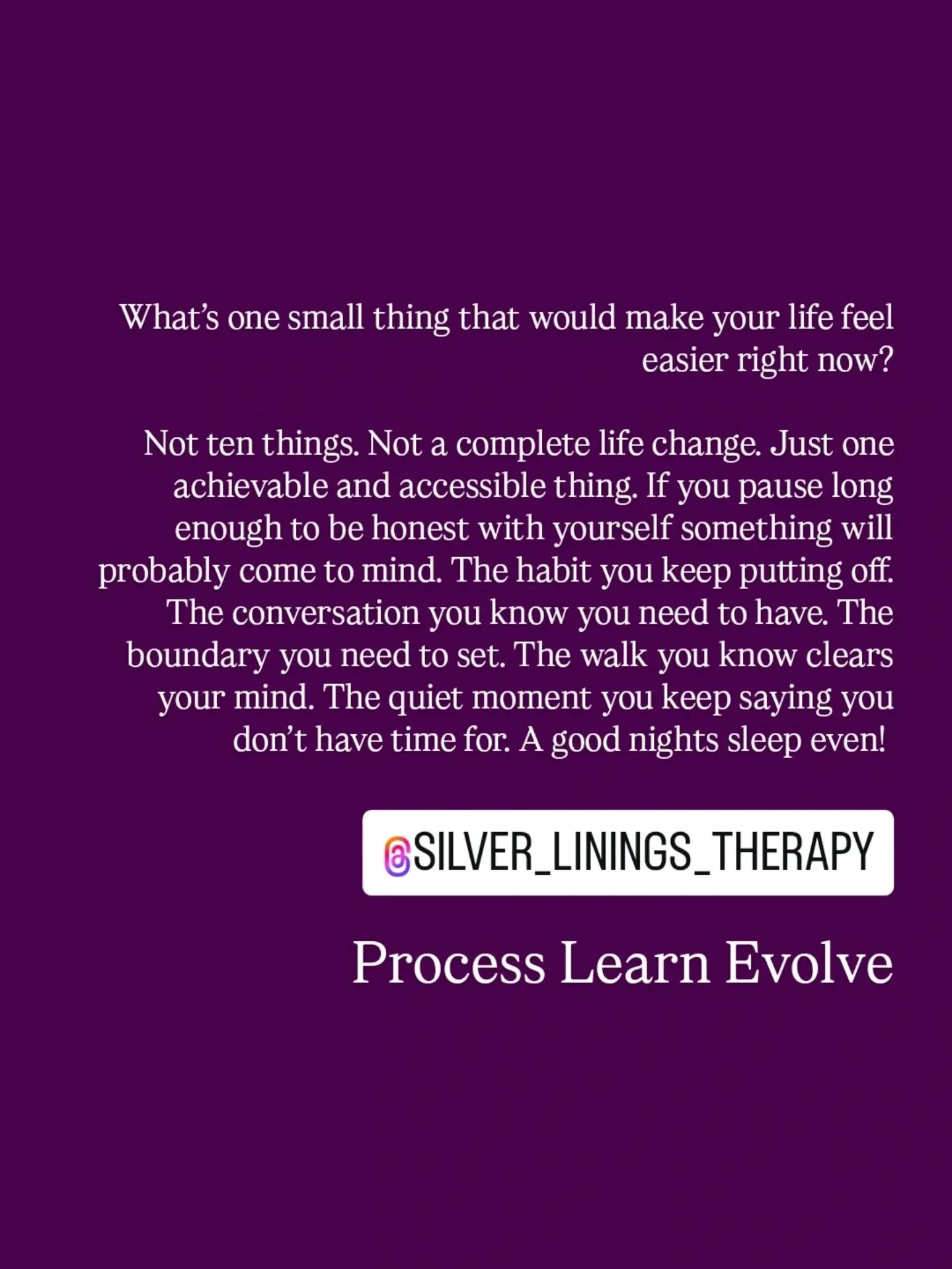 Life can be really heavy and everything is hard. It can feel heavier though because there&rsquo;s something small we know would help and we keep moving around it instead of toward it. Prioritising everything but ourselves. 

The truth is the thing th