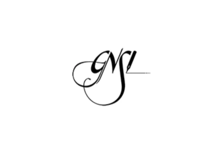 Calligraphic monogram with the initials GNL in black on a white background.