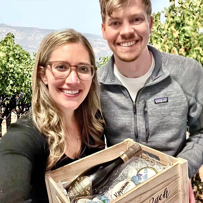 So crate-ful to sign our new clients Zach and Kelly! They are Koponen Events&rsquo; first client in Sonoma, and we are excited to help coordinate their upcoming nuptials at a private estate located on a beautiful vineyard 🍷🍇. Thank you for trusting