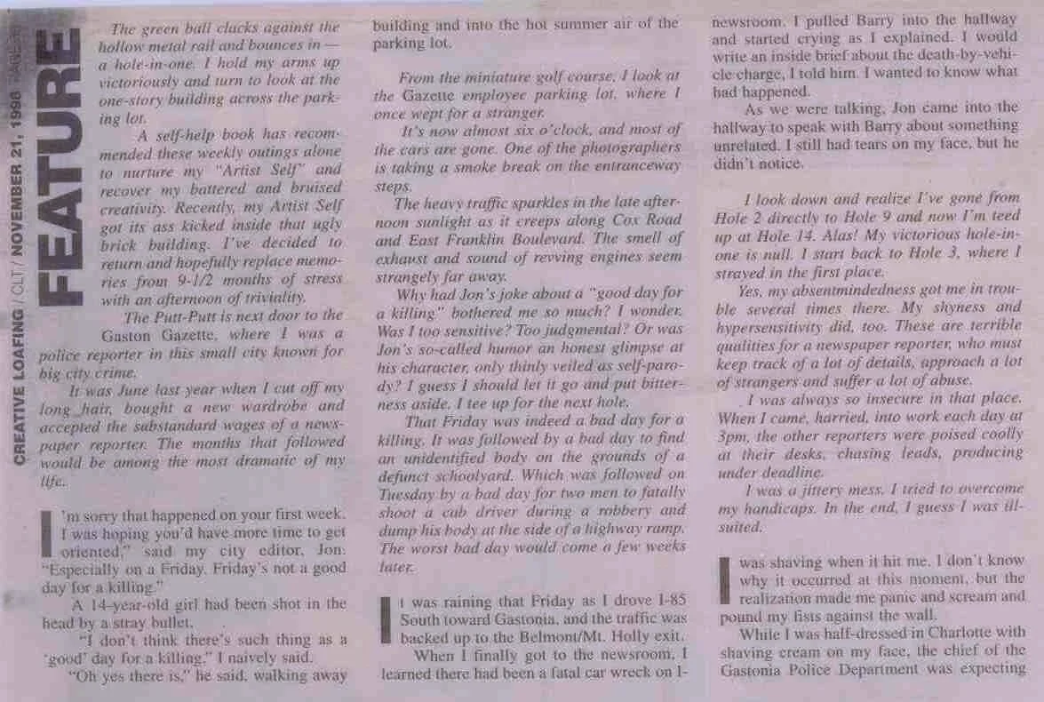 Scanned page of the "Scene of the Crime" magazine feature