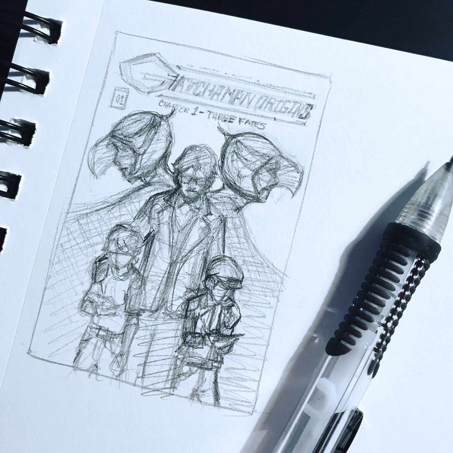 Gatchaman Origins Thumbnail Sketch - Comic Cover Concept