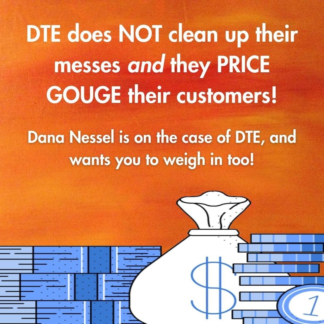 DTE does NOT clean up their messes and they PRICE GOUGE their customers! 
Dana Nessel is on the case of DTE, and wants you to weigh in too!

Nessel has launched a website where we can file our power outage horror stories as ratepayers to combat DTE&r
