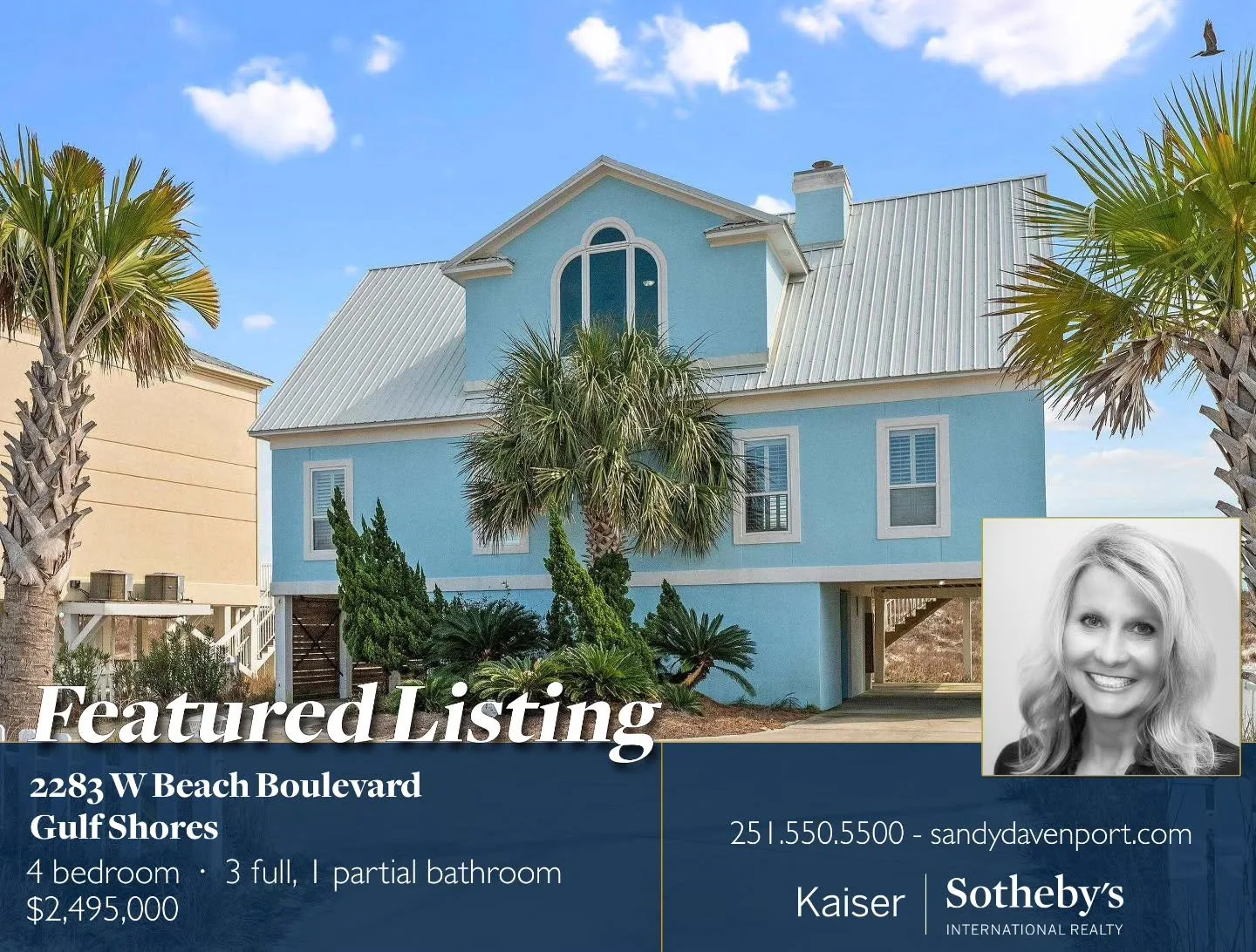 Today's featured listing is 2283 W Beach Boulevard in beautiful Gulf Shores!

Fabulous EXTRA LARGE DECK on this amazing Beach-Front home on a 75ft lot on West Beach in beautiful Gulf Shores. The impressive, spacious deck shows stunning views and has 
