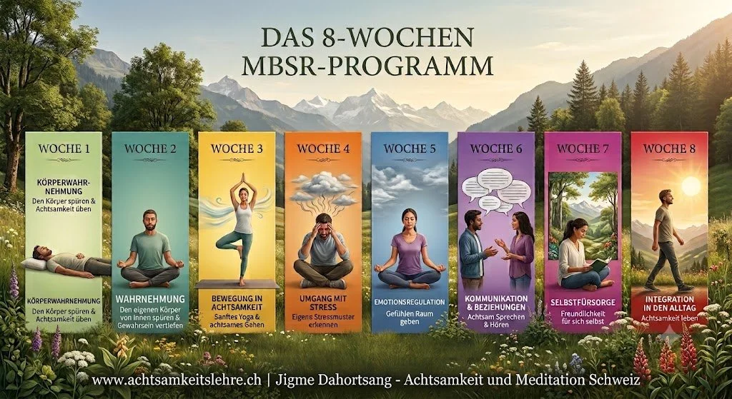 Schweiz MBSR Kursprogramm 8 Wochen Programm Jigme Dahortsang