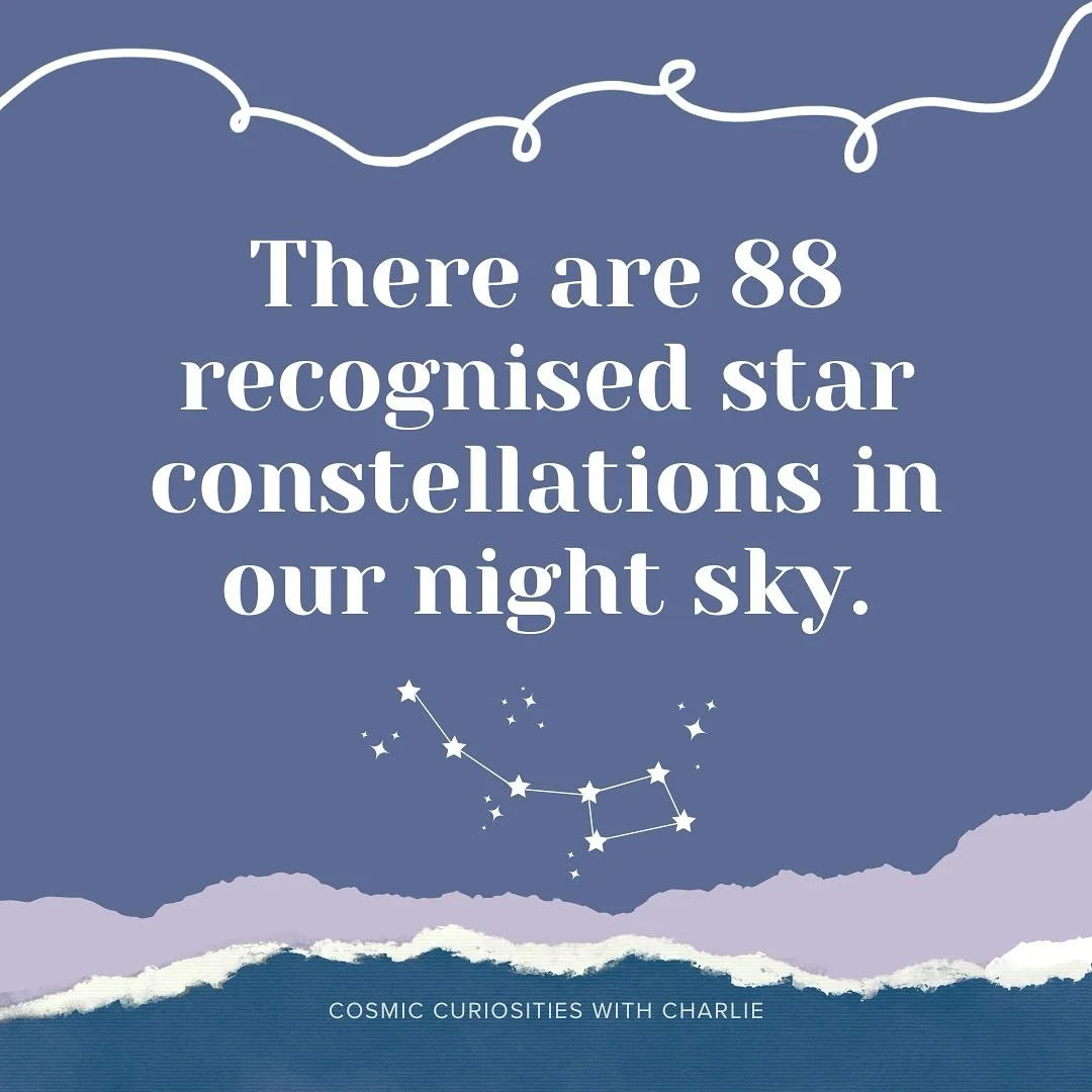 There are 88 recognised star constellations in our night sky 🌌. These are the groupings of stars that form patterns and make up the divisions of the night sky. These groups are recognised by the International Astronomical Union.
They are traditional