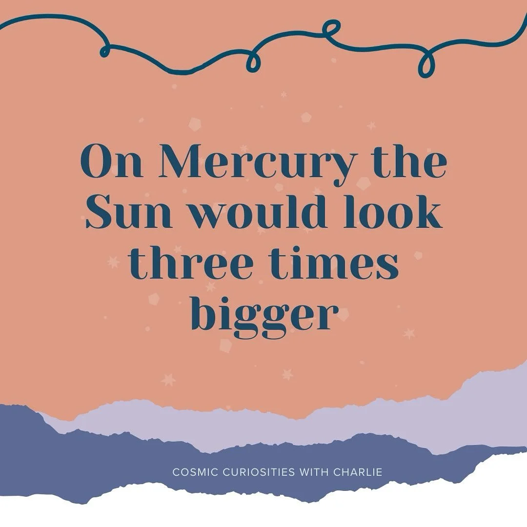 🌟 Did you know that if we could ever stand on the planet Mercury that the Sun ☀️ would look three times bigger than how we see it from Earth! 🌍

Mercury is the closest planet to the Sun which also means the Sun will be seven times brighter too! Not