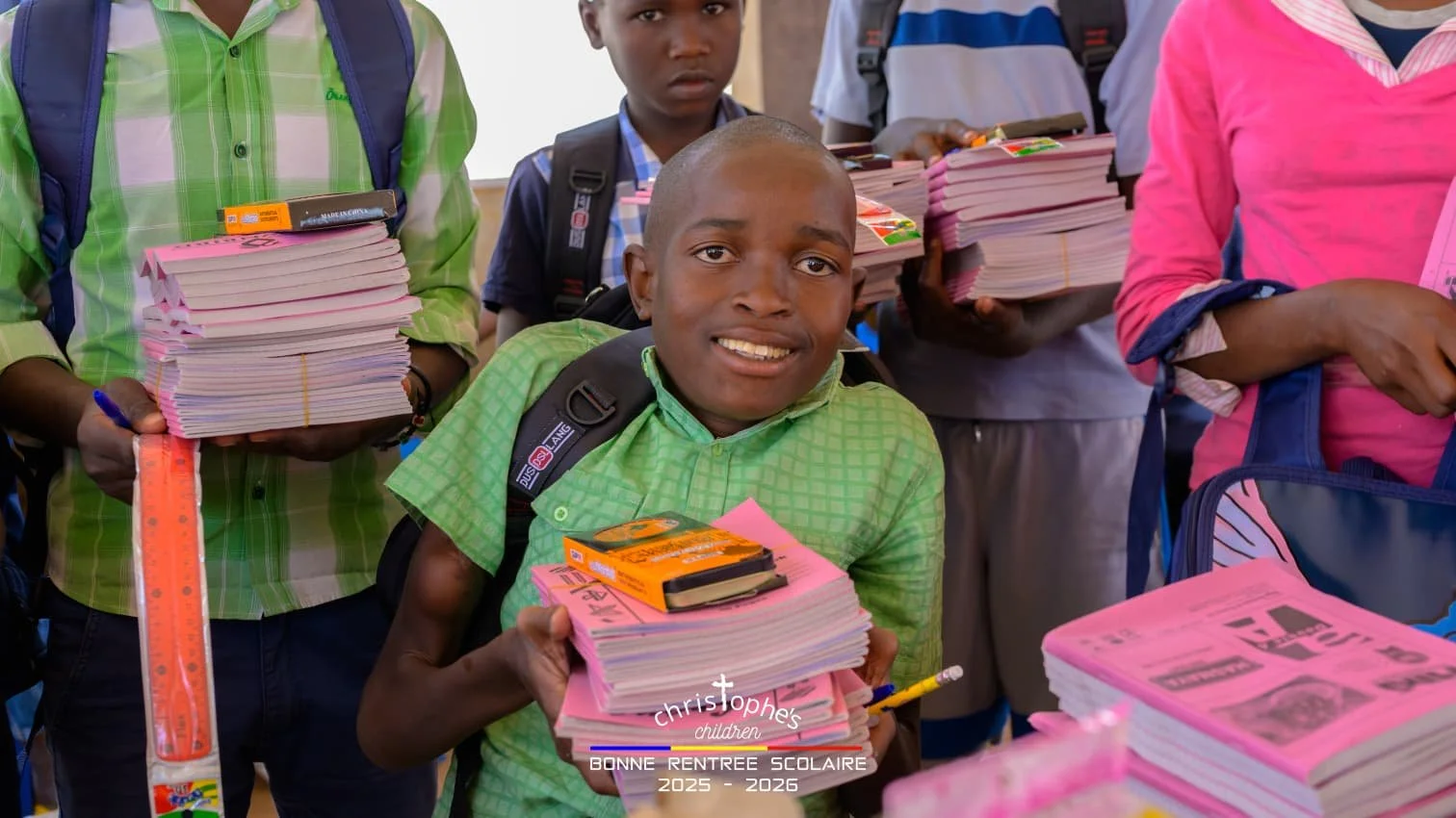 Jeremie with his supplies
