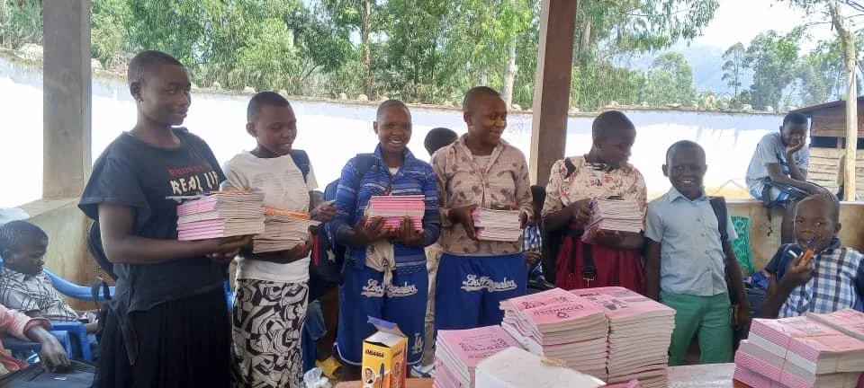 The ladies' turn to get their supplies