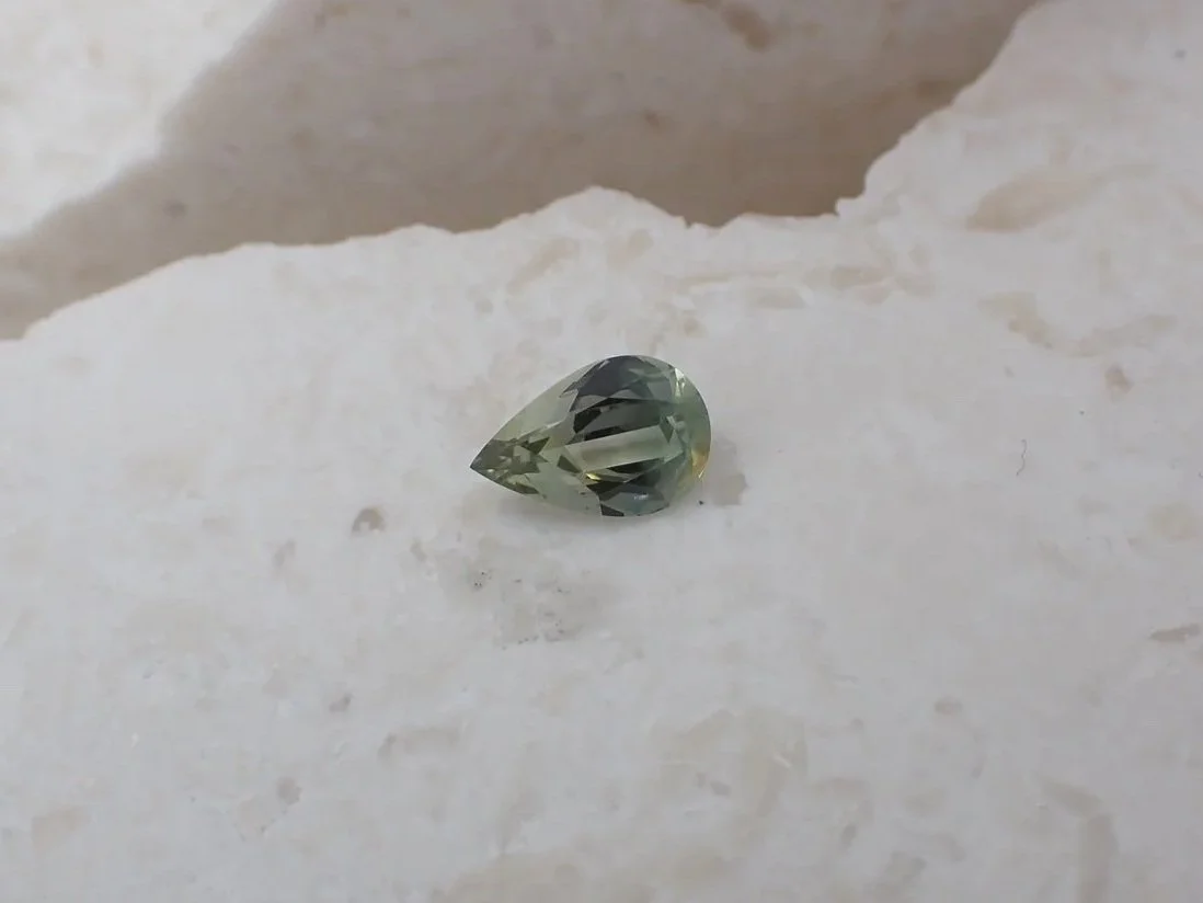 Australian pale green pear shape Sapphire