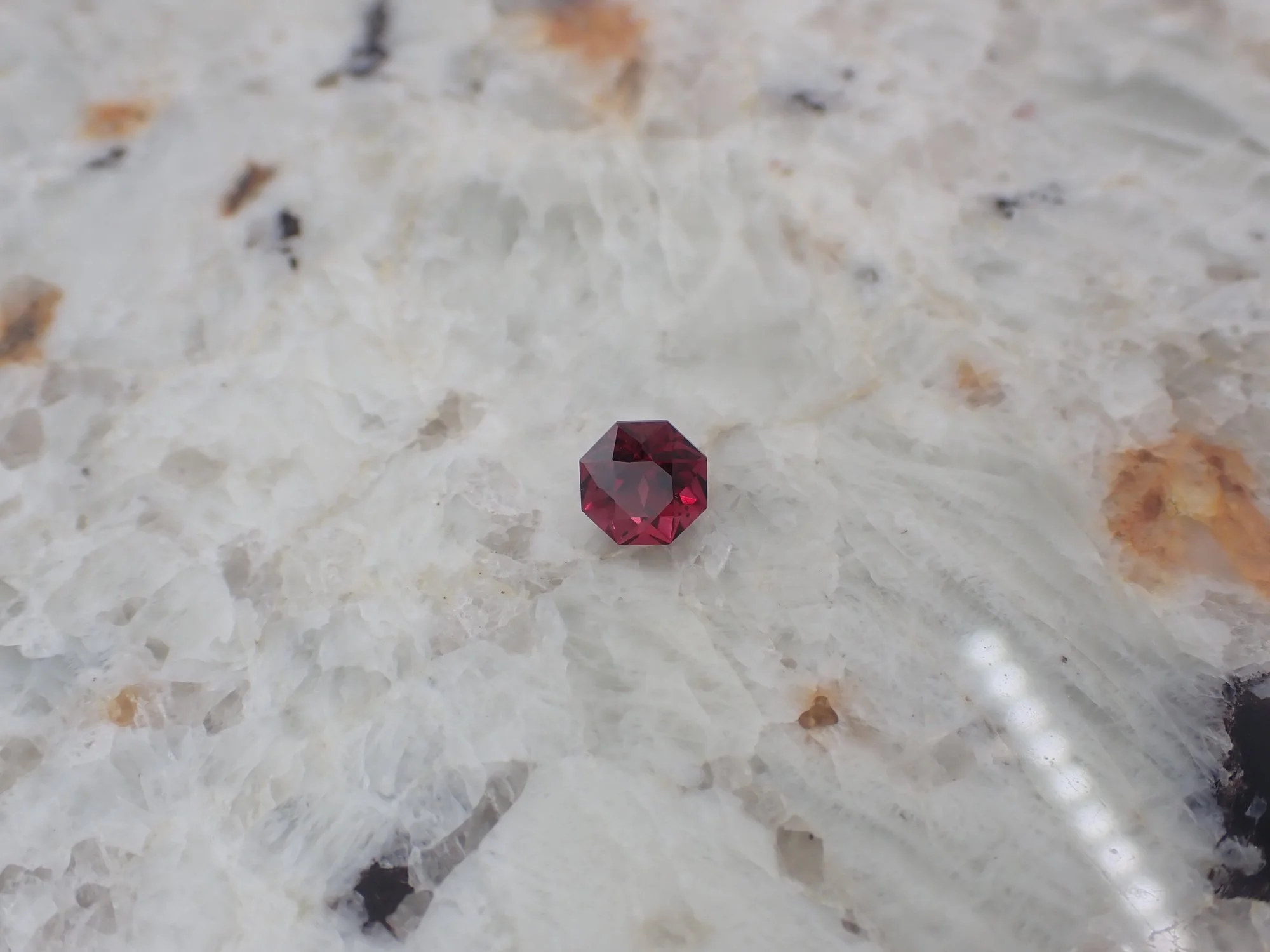 Octagonal Cherry Red Garnet