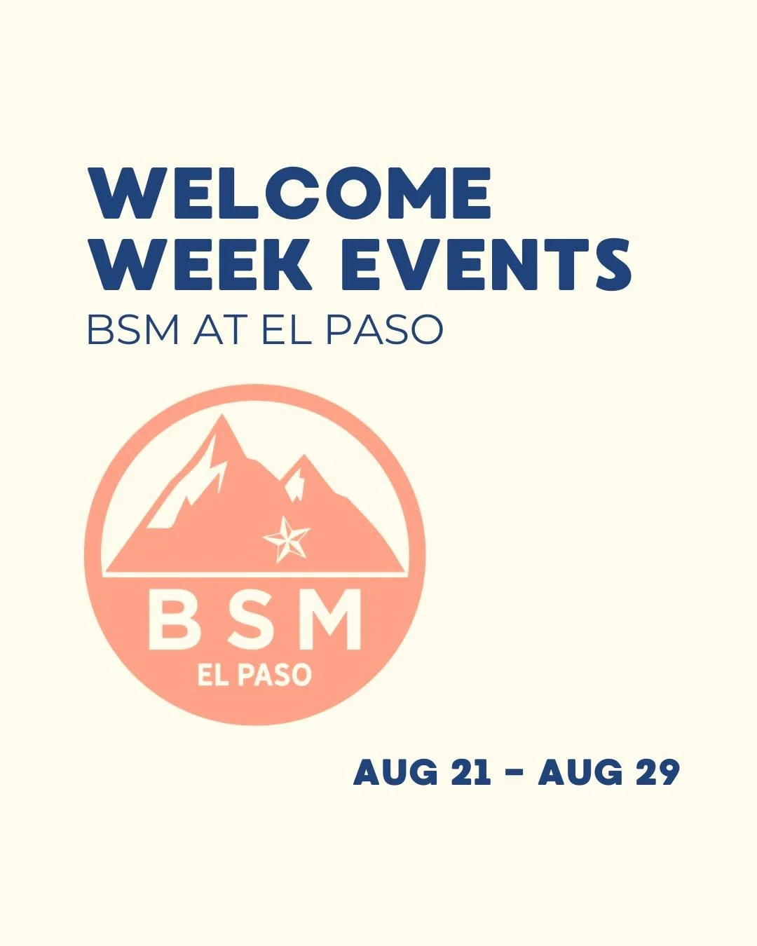 🚨 WELCOME WEEK NEXT FRIDAY 🚨

Starting in one week, we've got a full week of games, worship, competitions, food, and opportunities to meet other students before the semester gets busy.

Welcome Week is one of the best ways to find community at the 
