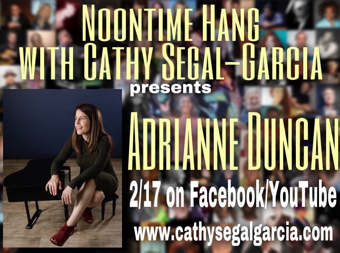 I&rsquo;m thrilled to be featured on Cathy Segal-Garcia&rsquo;s Noontime Hang series this Wednesday, February 17 from 12-2 PT. I&rsquo;ll be talking about my upcoming album and playing a couple of clips, and you can tune in at any point in the show. 