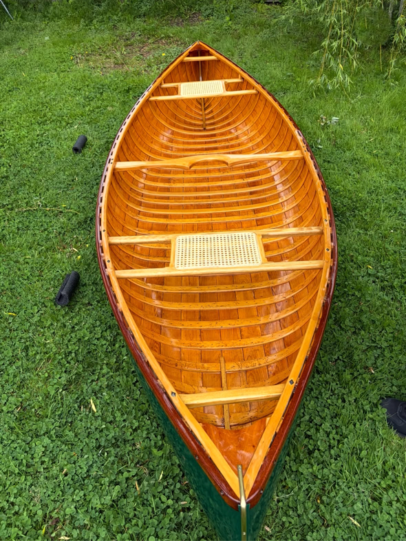 A new seat frame, re-caning of the seats and multiple coats of varnish completed the restoration. Ready for many more years of use!