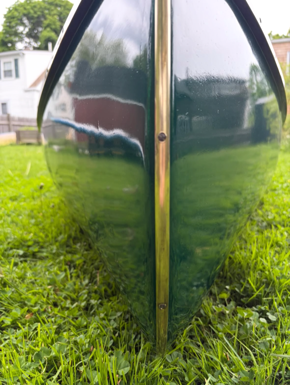 The exterior of the canoe was faired with epoxy and painted with Petit Jade Green.
