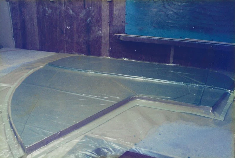 Vacuum-bagging the plywood core of the centerboard.