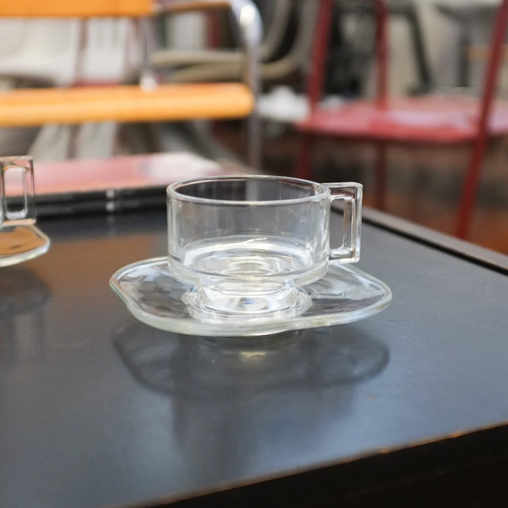 VINTAGE GLASS CUPS + SAUCERS by JOE COLOMBO for ARNO — KIOSK