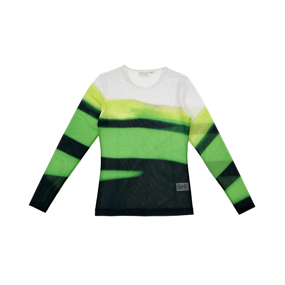 Len Lye x Dries van Noten - Green Striped Mesh Top — KIOSK