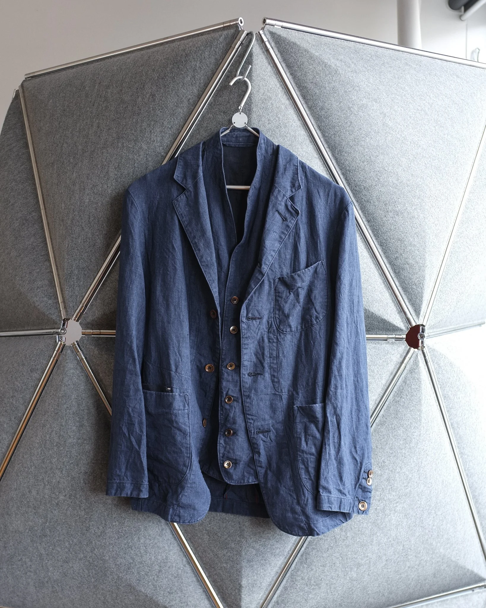 Indigo Dyed Linen Blazer & Waistcoat Set by 45R