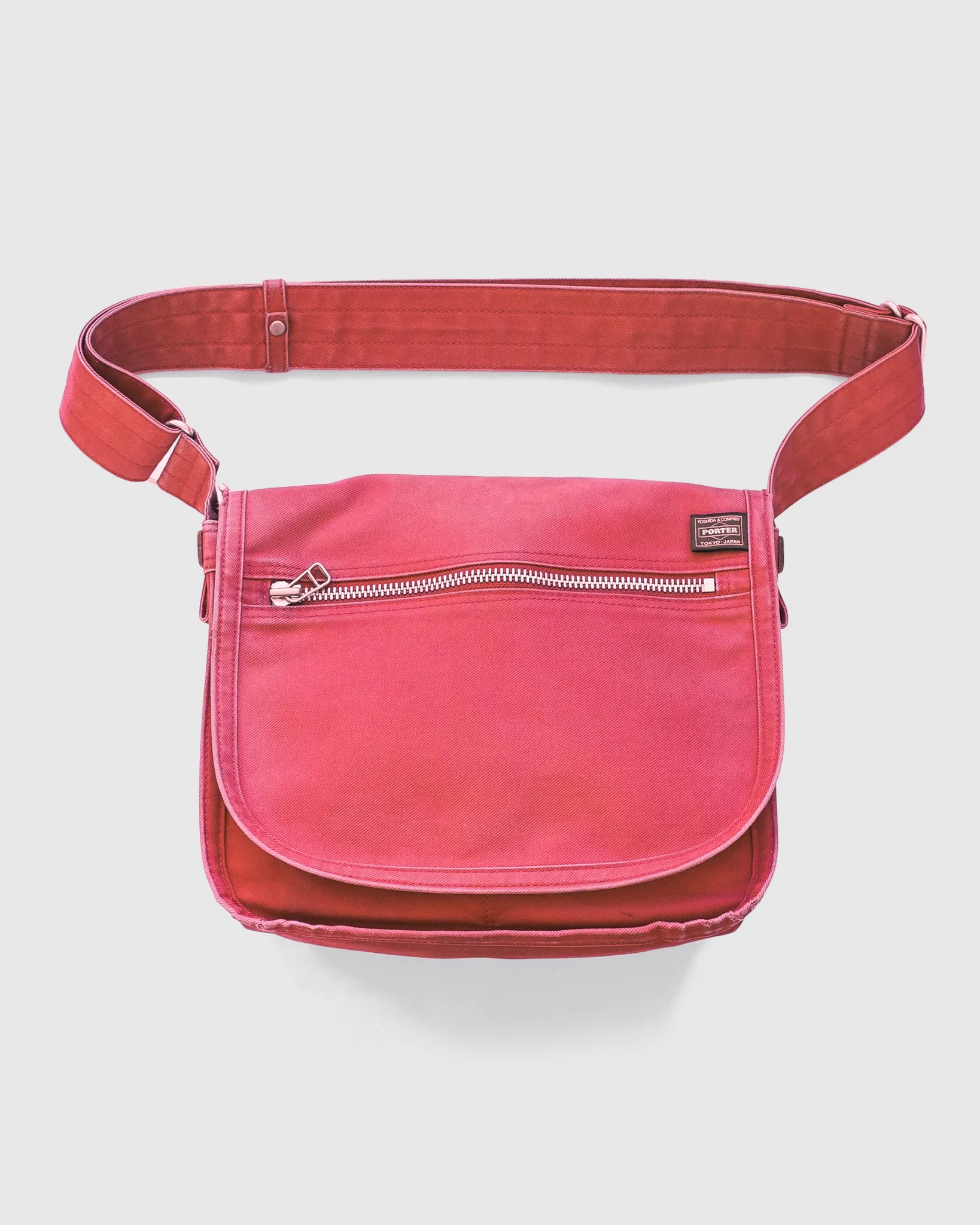Red Canvas Shoulder Bag by Porter Yoshida & Co