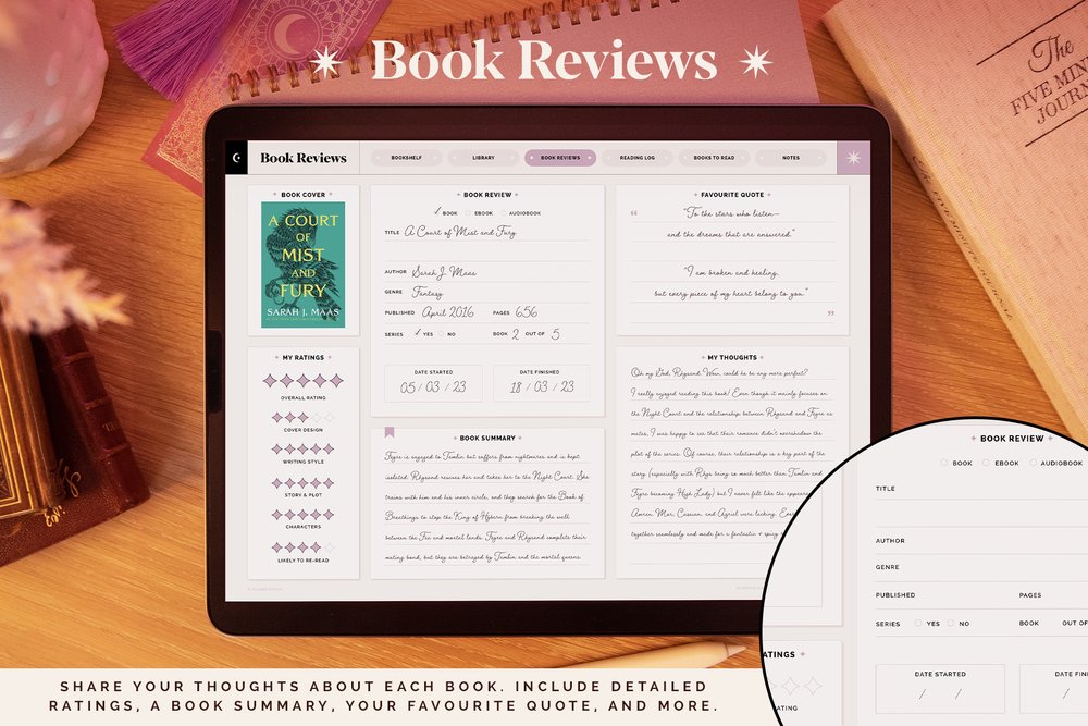 Book Review Journal: 120 Pages for Tracking Your Reading and Writing Reviews  - PDF - 3 Sizes