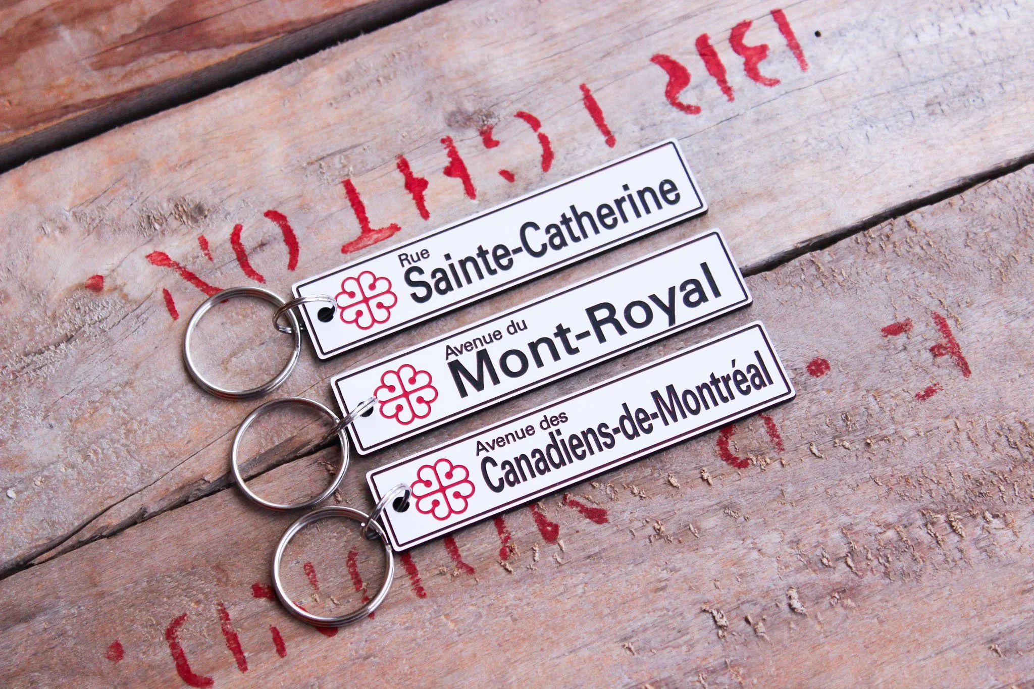 Personalized Engraved Plastic Keychain - Montreal Street Sign - Street, Neighbourhood