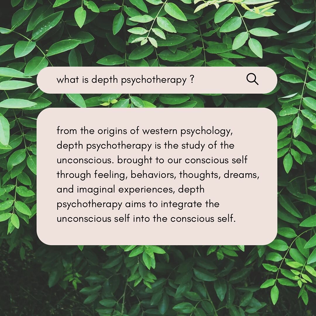 depth psychotherapy 👉🏼 the origins of psychology

I like to lovingly call it the most woo-woo of western psychotherapy modalities because the spaces we get into when we view the psyche, soma, and spirit through its lens, it mirrors the ways ancient