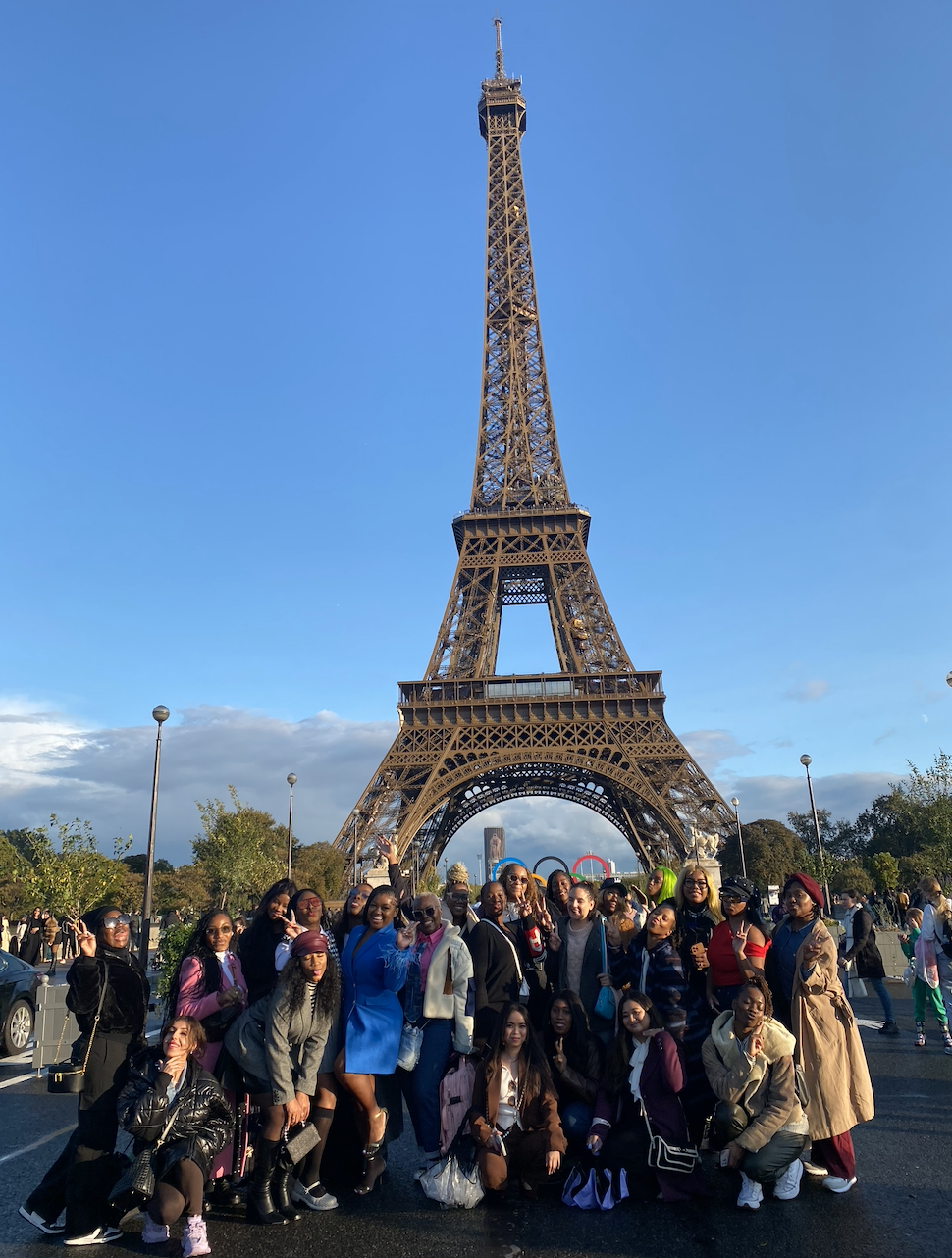 "Fashion stylist group trip photoshoot at the Eiffel Tower, Paris
