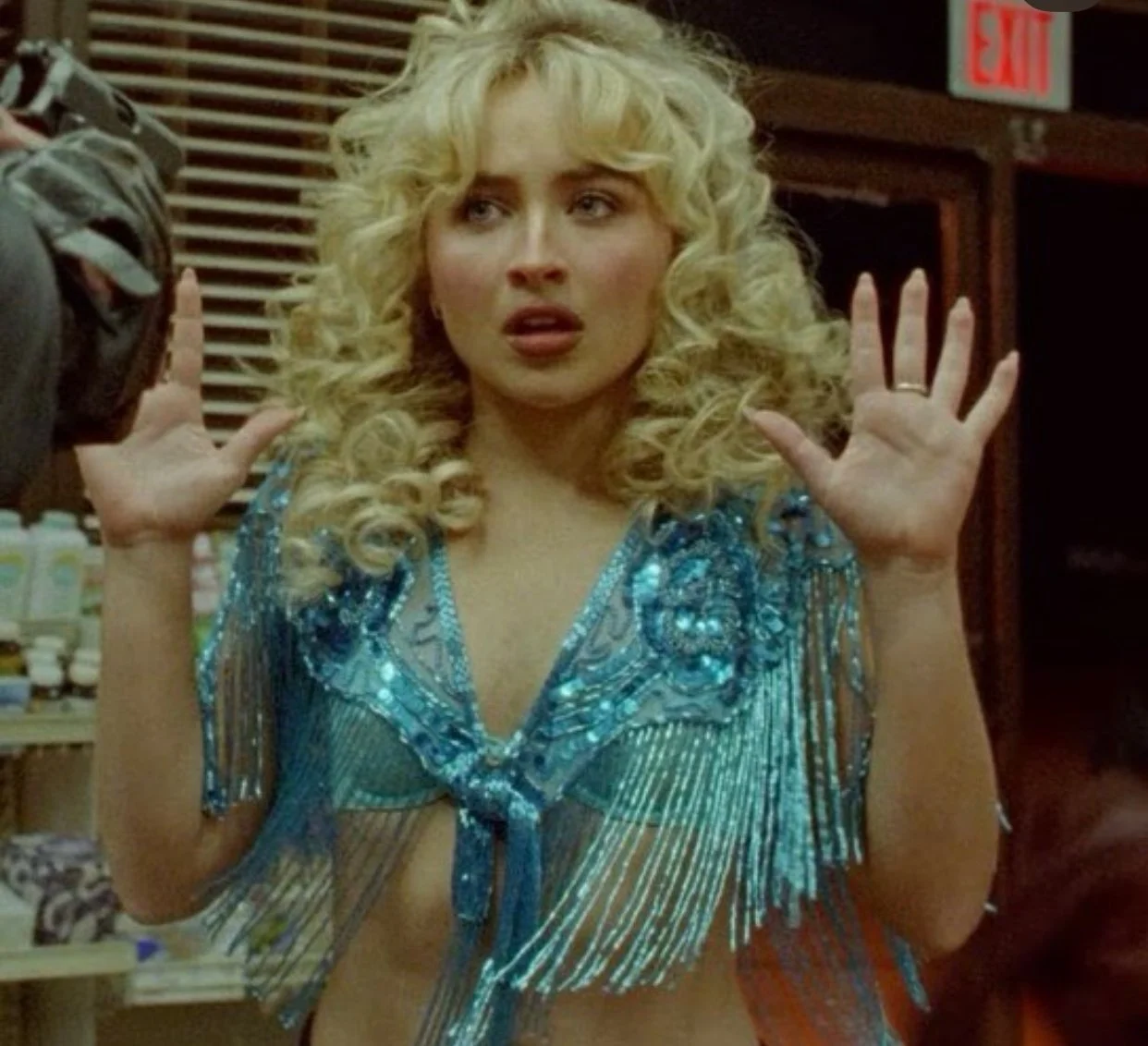 Sabrina Carpenter Manchild music video wardrobe assist by Fashion Mentor  styling class student (Copy)