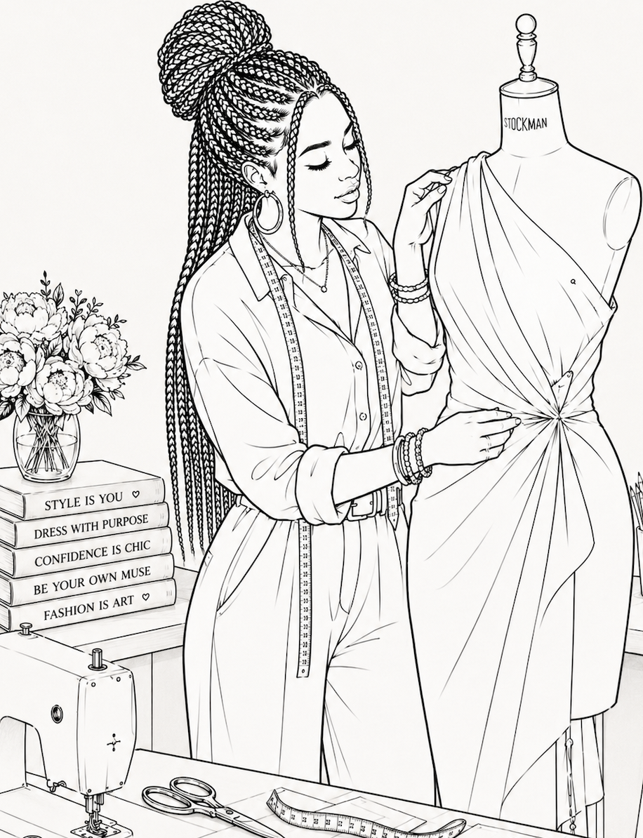 fashion designer coloring book page