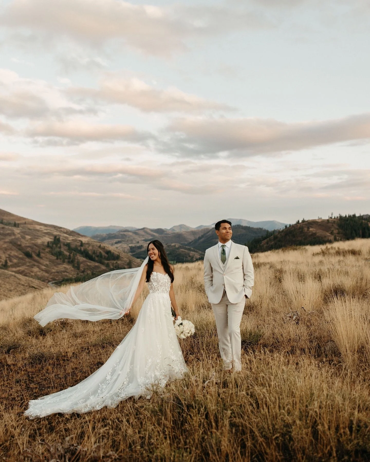 What&rsquo;s more dreamy than running around with the love of your life on a mountainside under cotton candy skies? 🌸🕊️🌾⛰️