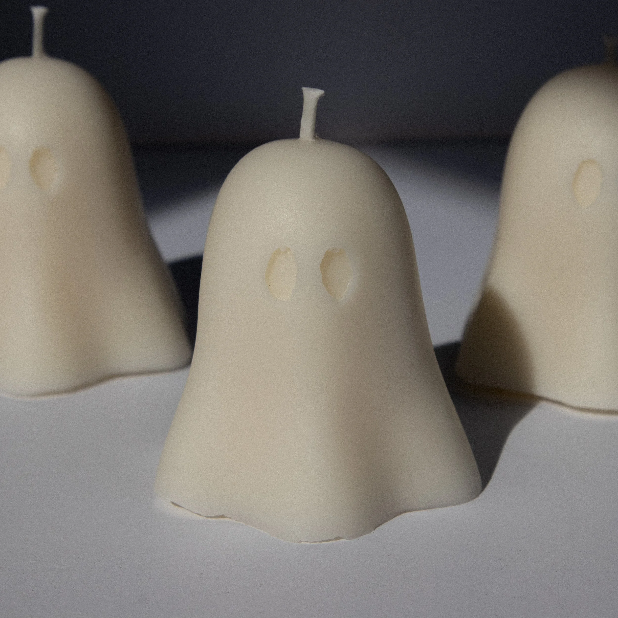 Little Ghost Candle unlit, handmade soy wax Halloween decor NZ