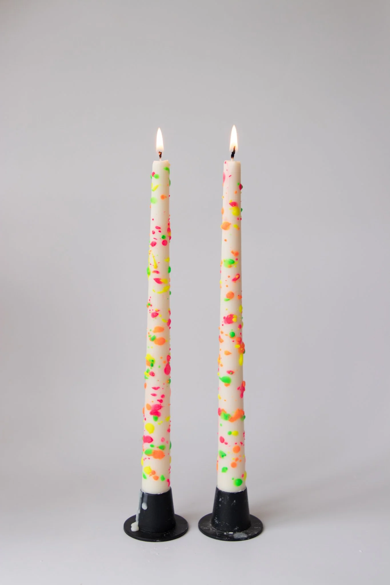 Neon Confetti Taper Candles – Hand-Painted Colourful Dinner Candles | Modern Party & Home Decor | Em and Me NZ
