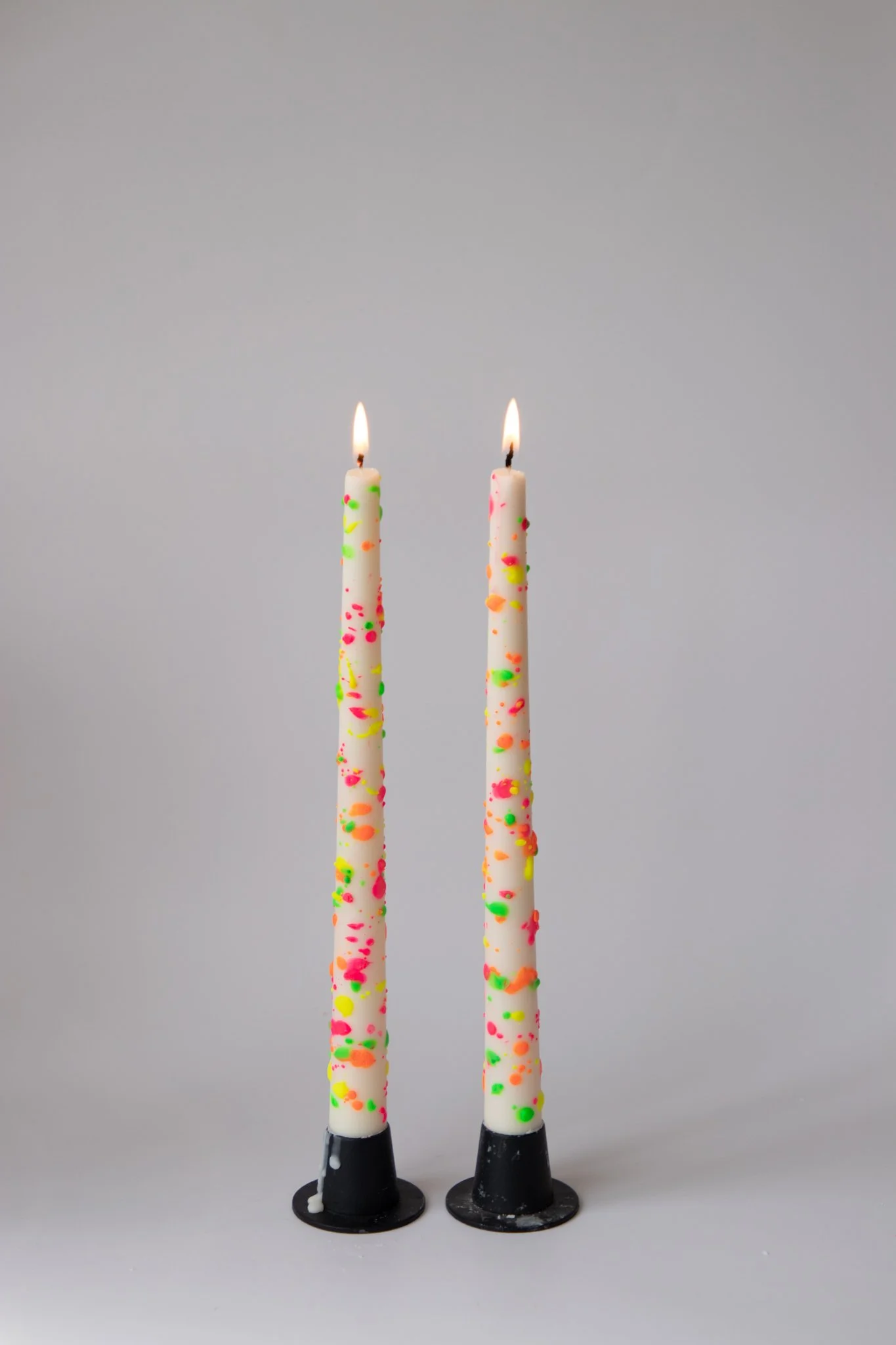 Neon Confetti Taper Candle