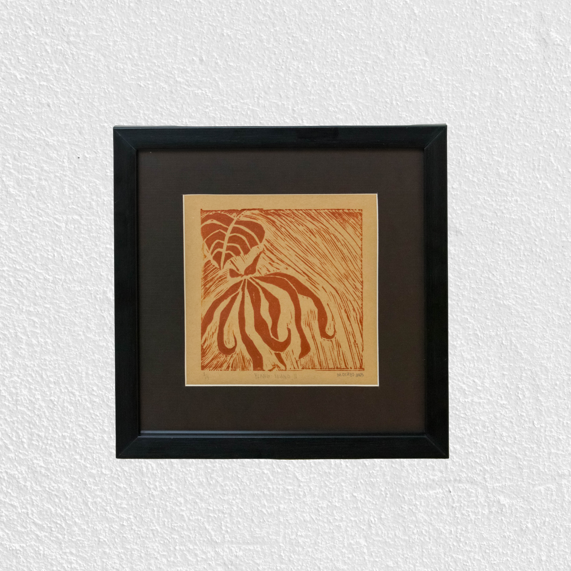 Methuselah Olazo / “Ylang-ylang 2“ / Rubbercut print / 5 x 5 inches / 2025 / Edition 1/4