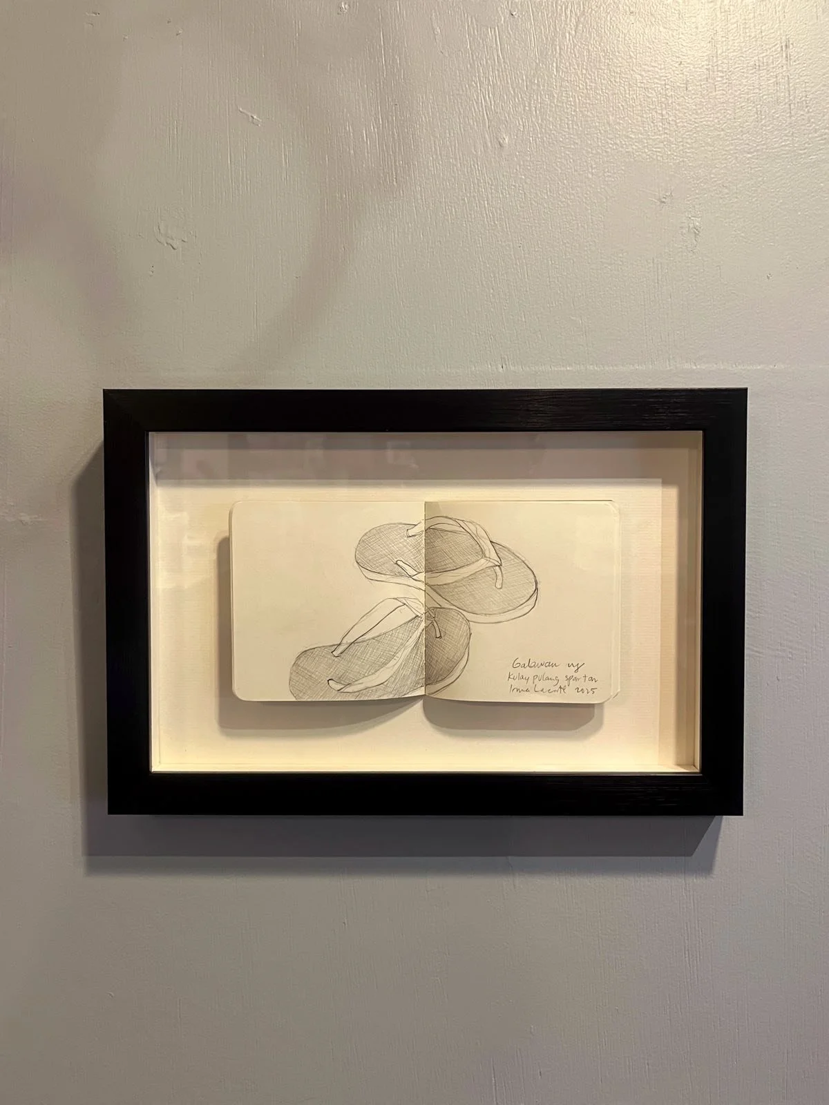 Irma Lacorte / “Ang Galawan ng Pulang Tsinelas na Spartan“ /pen drawing on sketchbook pages / 4 x 4 inches (per page) / 2025