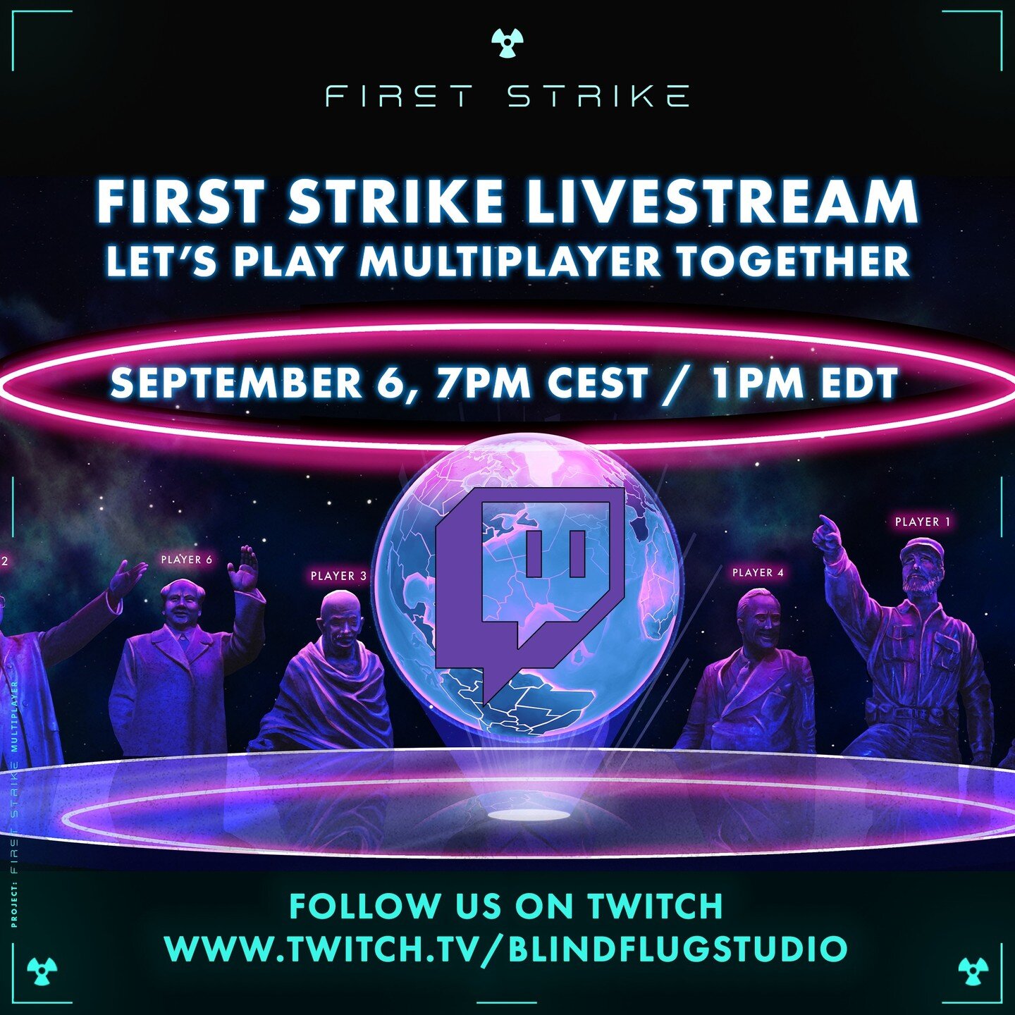 The Blindflug First Strike LIVESTREAM is back! Let's play First Strike together and celebrate the multiplayer mode release on PC! 🚀

📅 6th of September
⏰ 7PM CEST / 1PM EDT / 10AM PDT
📺 On our Twitch channel: https://twitch.tv/blindflugstudio

Or 