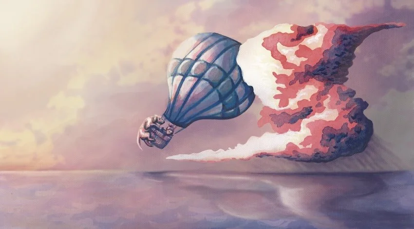 Precipice of Disaster - Watercolour and digital