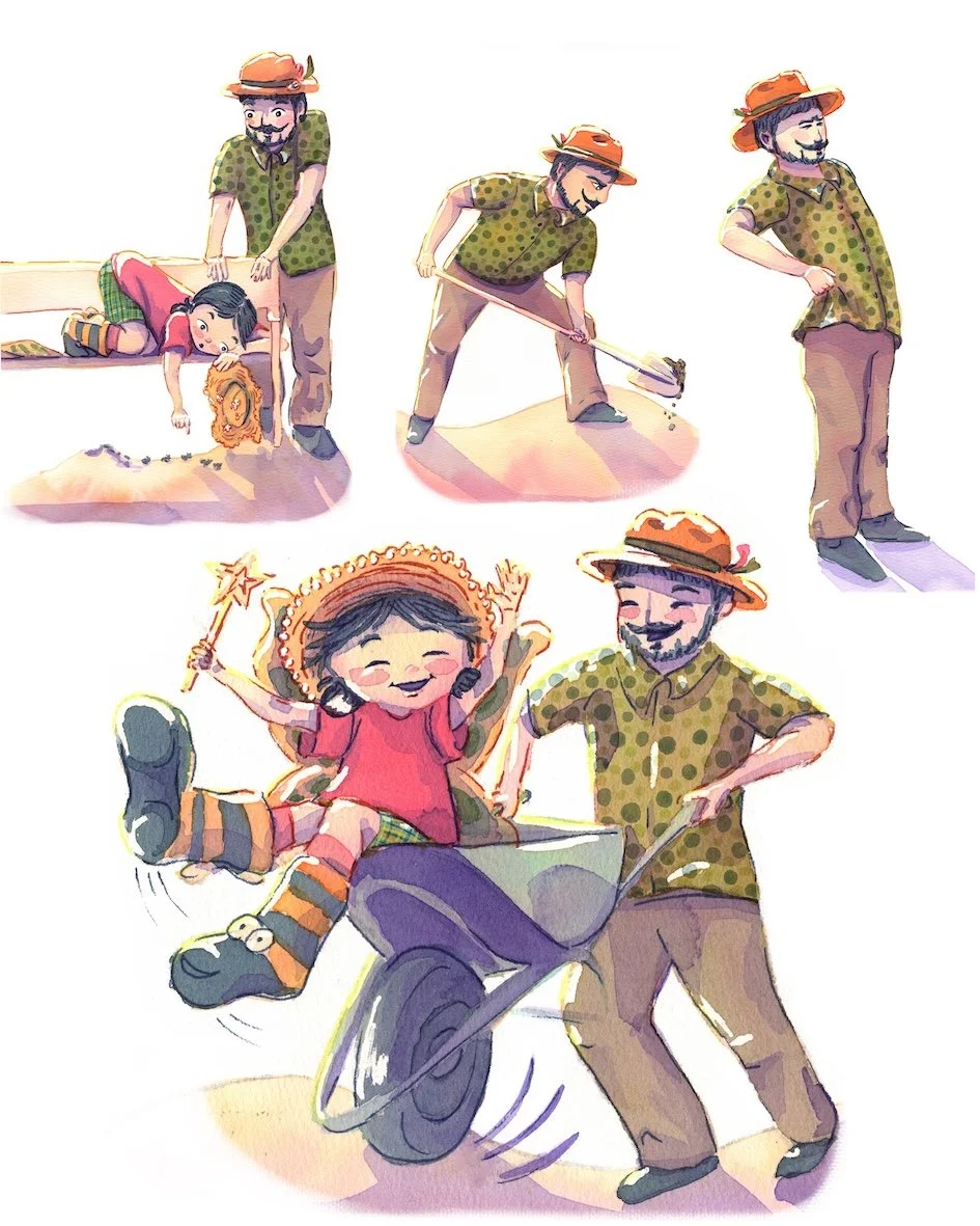 Stella's Dad's Poses - Watercolour Mixed Media