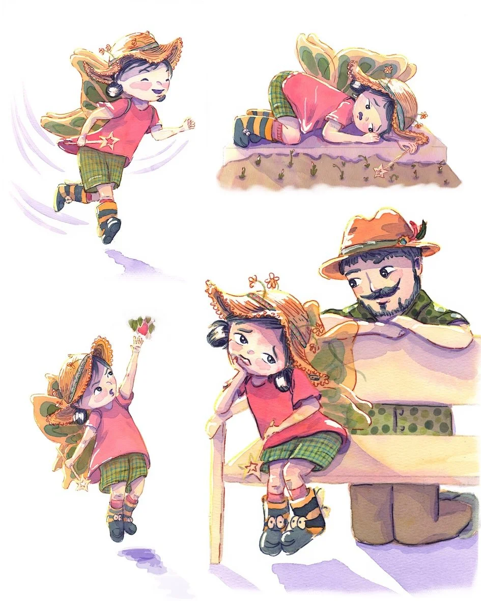 Stella's Poses - Watercolour Mixed Media