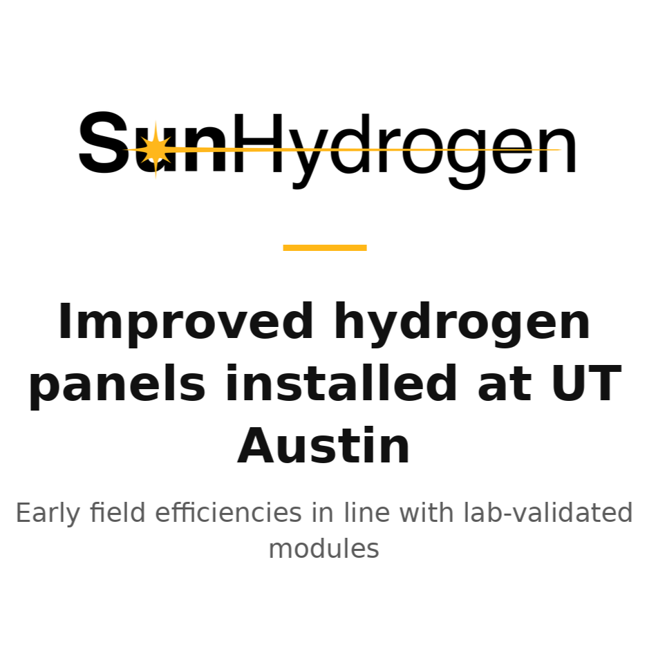 SunHydrogen Installs Improved Hydrogen Modules at Austin Pilot, With Early Field Performance Consistent with Lab-Validated Modules