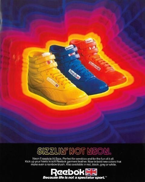 Sizzlin' Hot Neon Reebok Ad 1980s