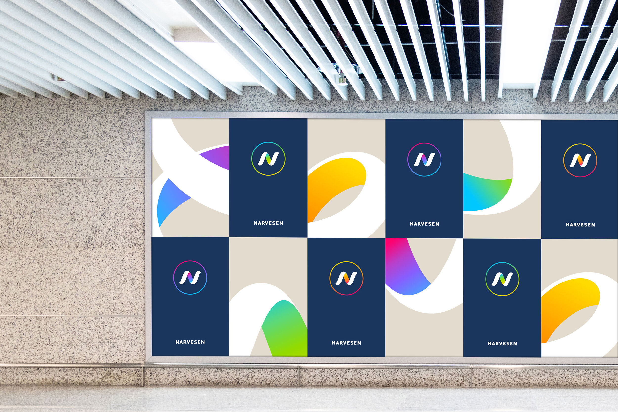 Examples of how Narvesen can use the logo designed by the design agency Mission in several ways. Here as posts with typography.