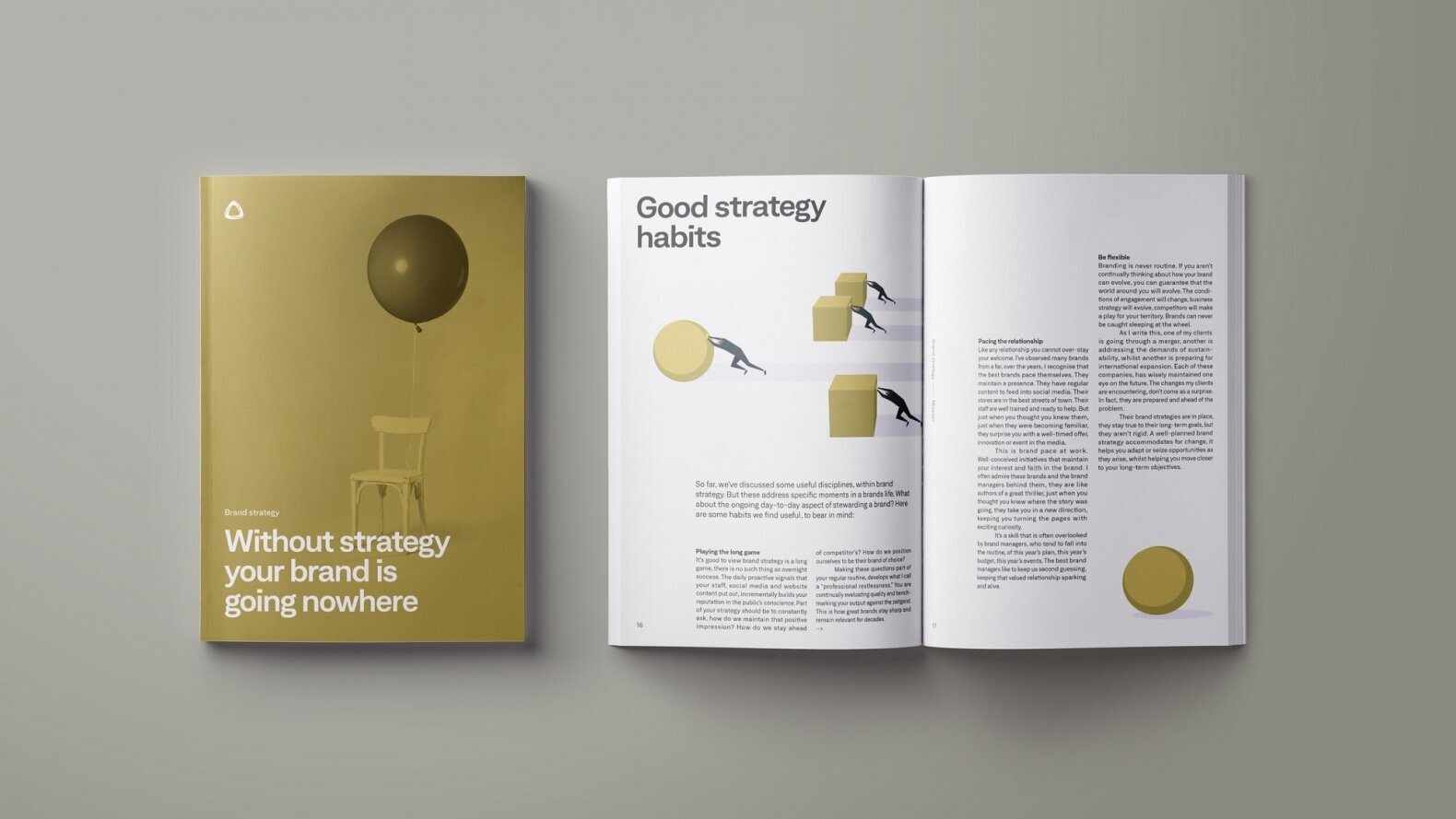E-bok om merkevarestrategi. Designet som en fysisk bokformat.