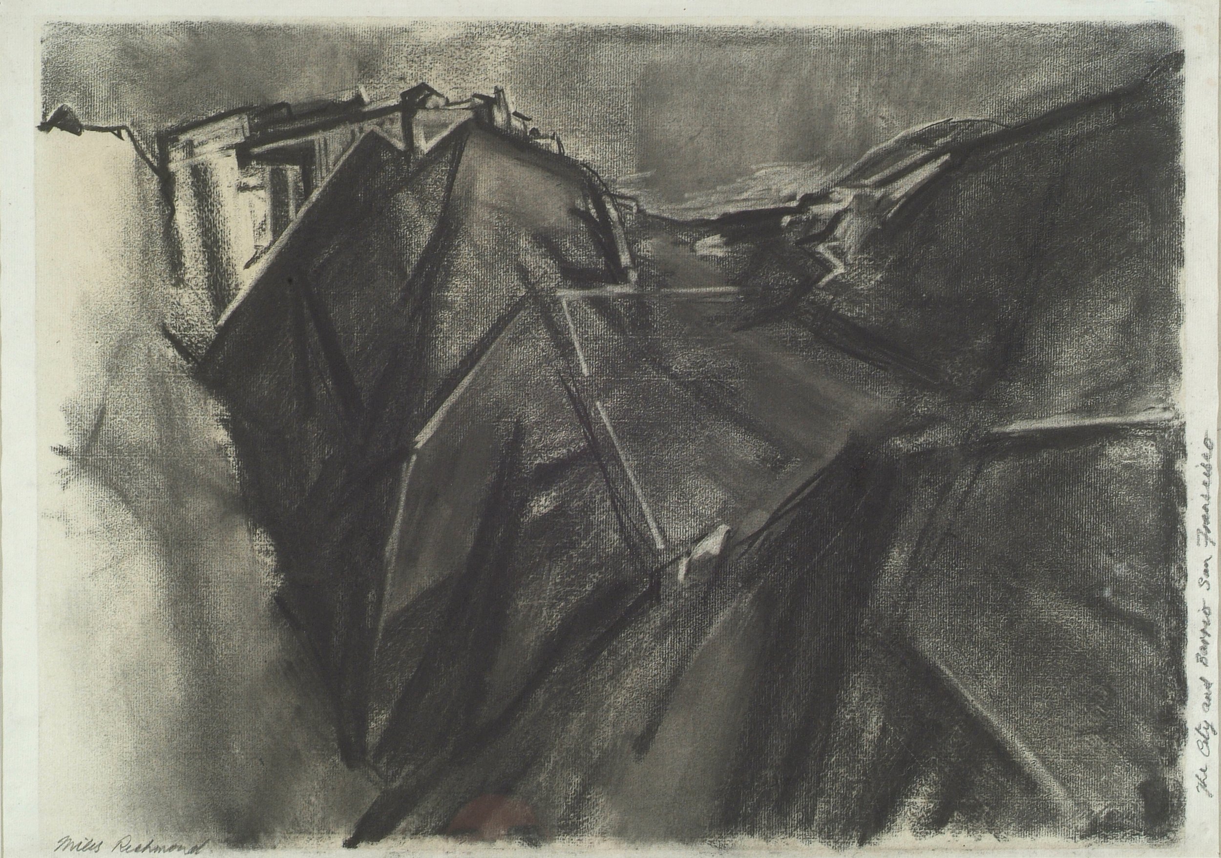 The City and Barrio San Francisco, 1960, charcoal