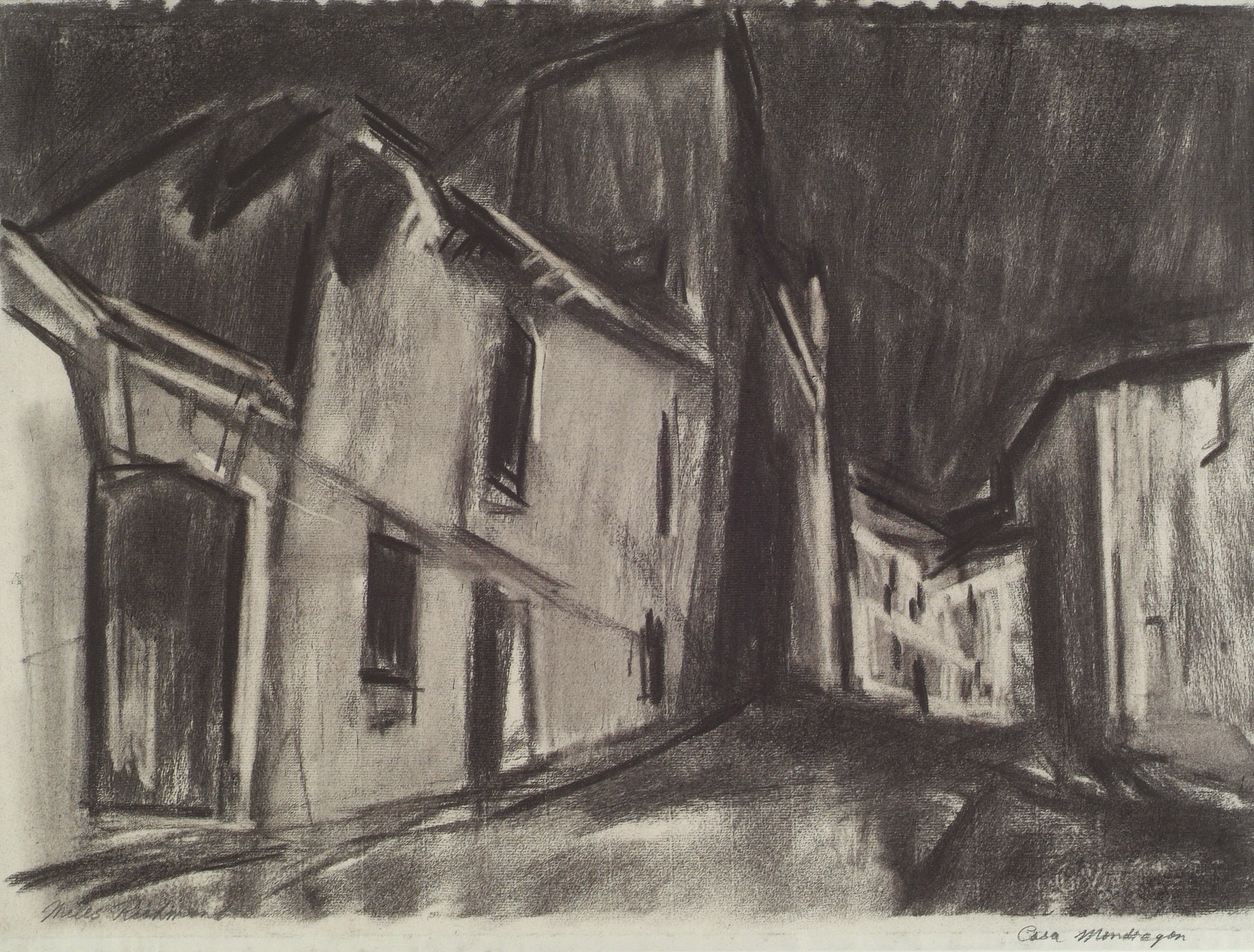 Casa Mondragon, 1968, charcoal