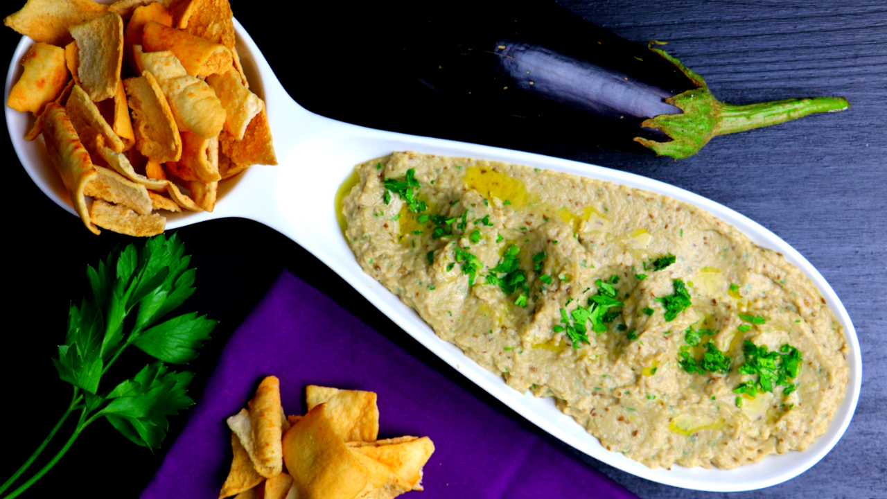 Best Roasted Eggplant Dip (Baba Ganoush) Recipe Easy & Healthy