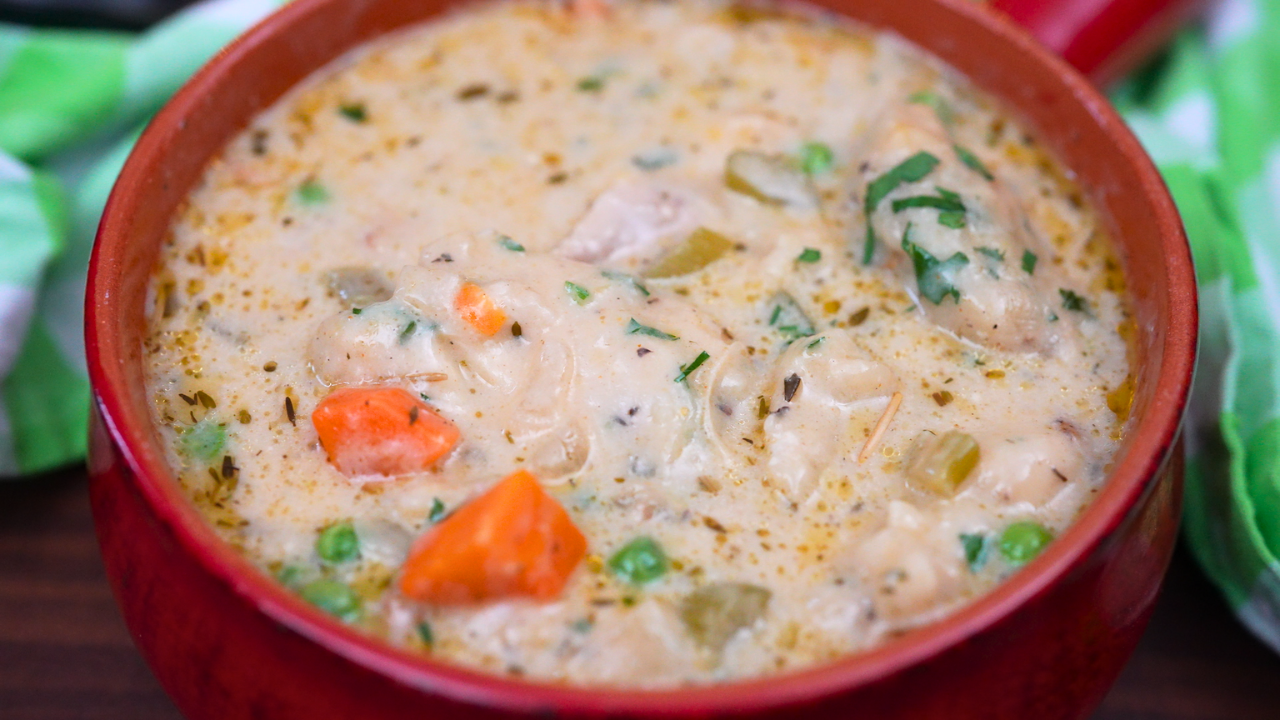 Quick & Easy Creamy Chicken and Dumplings (One Pot Dutch Oven)
