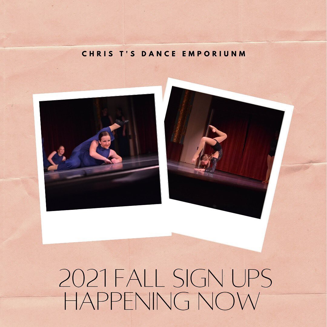 It's that time of year again! Fall sign-ups are happening now. 

We strive to give kids and adults a quality dance education in a family friendly environment.

&bull;Classes begin September 7th and run until the beginning of June with an optional rec