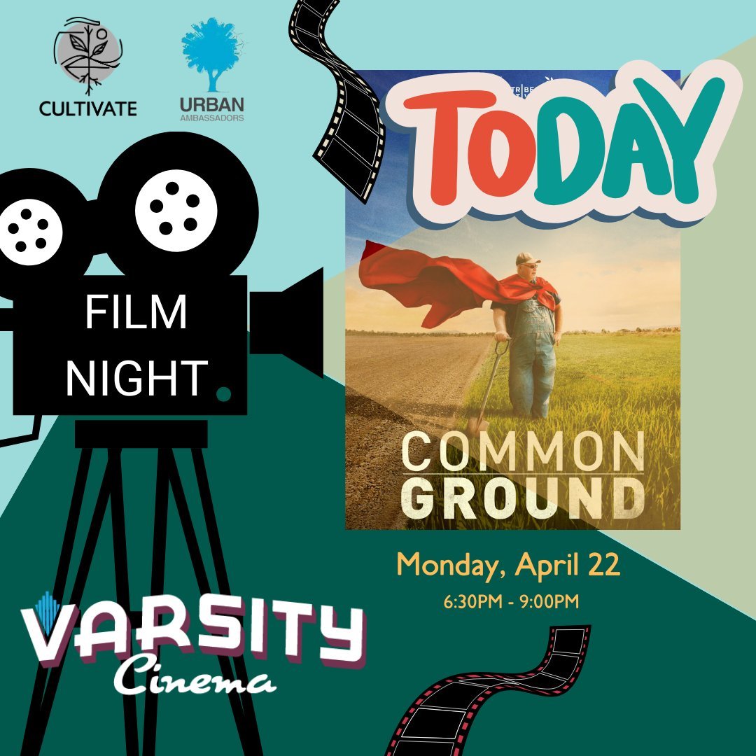 Join us for a screening of Common Ground, @commongroundfilm m, sequel to Kiss the Ground, at the @thevarsitydsm! The film showing will be following by a short reflection and Q&amp;A with Cultivate and @urbanambassadors!

Find info &amp; tickets throu