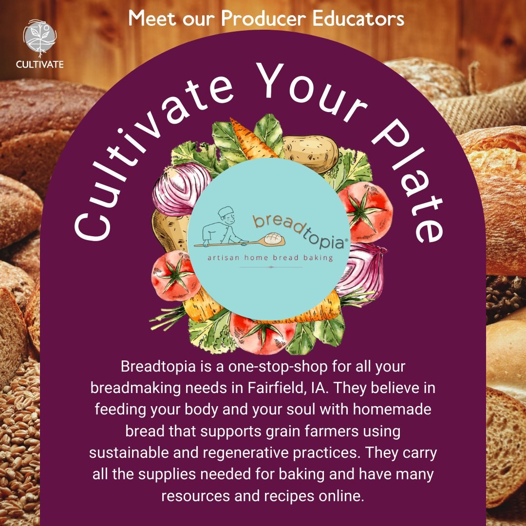 Our next #CultivateYourPlate is focused on locally grown grains, millers and bread baking. We are excited to host this event at the Franklin Ave Library! (This event is now full - be sure to let the library know if you registered but can't make it so